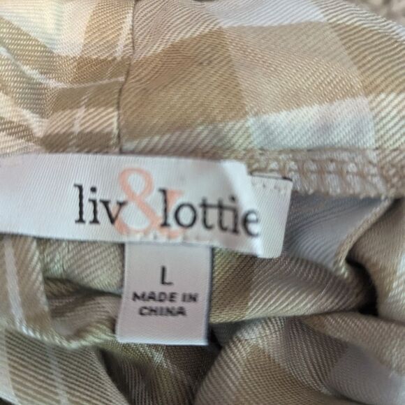 Liv & Lottie Tan and Blue Plaid Pleated Mini Skirt - Picture 4 of 5